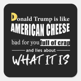 Anti-Donald Trump is net als Amerikaanse Cheese Wo Vierkante Sticker