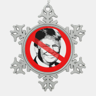 Anti Donald Trump stak zijn gezicht over Tin Sneeuwvlok Ornament
