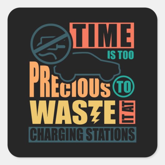 Anti-elektrische auto laadstations vierkante sticker (Voorkant)