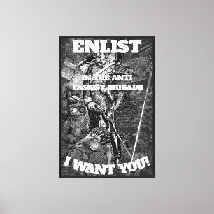 ANTI-FASCISTISCHE BRIGADE AANMELDEN KOOP OORLOGSOB CANVAS AFDRUK