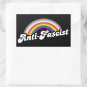 Anti-fascistische regenboog rechthoekige sticker (Tas)