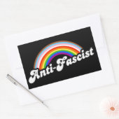 Anti-fascistische regenboog rechthoekige sticker (Envelop)