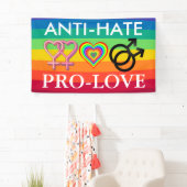 Anti-Hate Pro-Love Protest LGBT Rainbow Banner (Insitu)