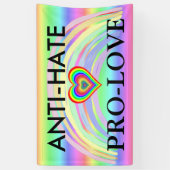 Anti-Hate Pro-Love Protest LGBT Rainbow Banner (Verticaal)
