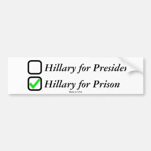 Anti-Hillary Clinton Bumpersticker (Voorkant)