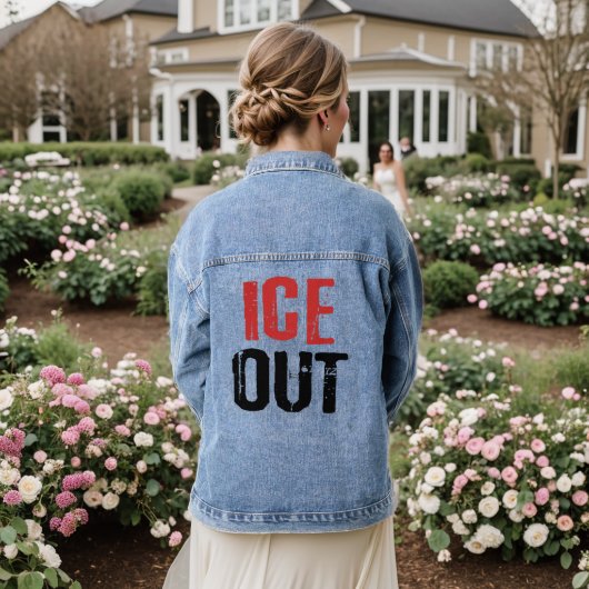 Anti ICE Out Political Activism Protest Denim Jacket (Huwelijk Achterkant)