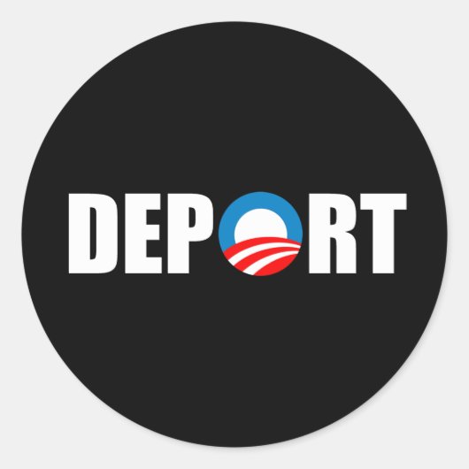 Anti-Obama-bumpersticker - Deport Obama Now Ronde Sticker (Voorkant)