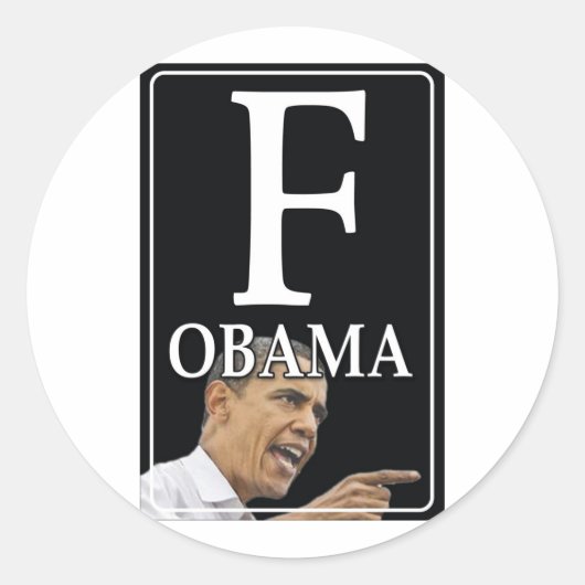 Anti-Obama F Obama Ronde Sticker (Voorkant)