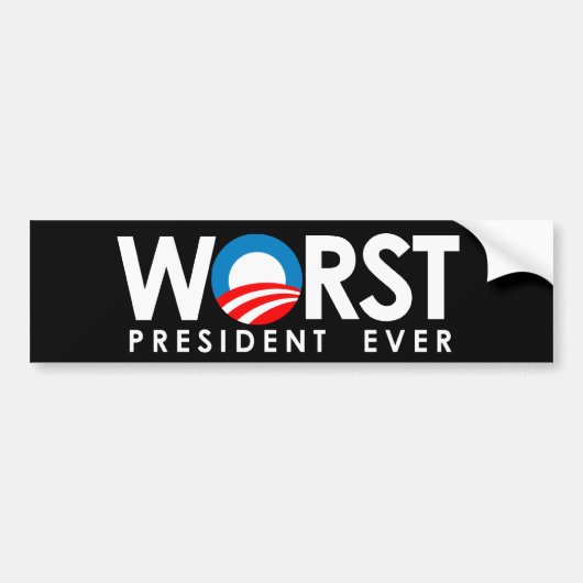 Anti-Obama - het ergste President ooit wit Bumpersticker (Voorkant)