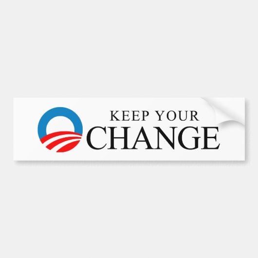 Anti-Obama - Houd uw verandering zwart Bumpersticker (Voorkant)