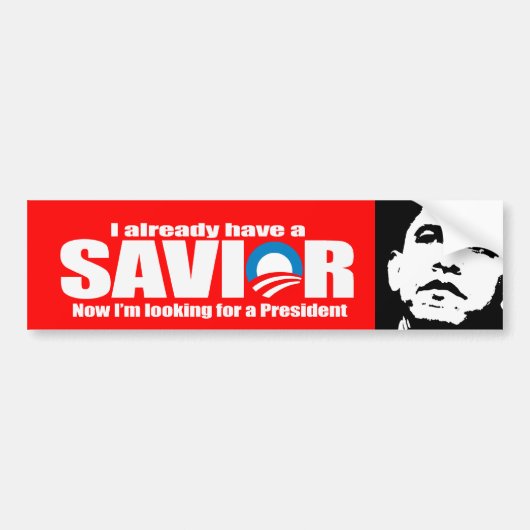 Anti-Obama - Ik heb al een redder. Bumpersticker (Voorkant)