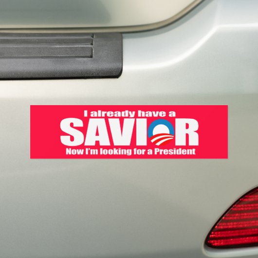 Anti-Obama - Ik heb al een redder. Bumpersticker (Op auto)