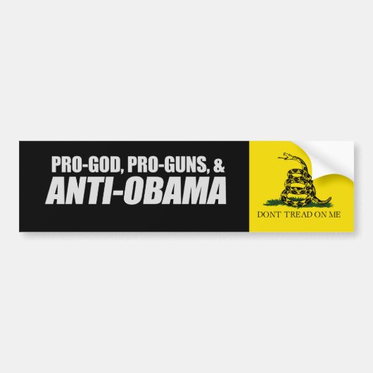 Anti-Obama - PRO-GOD PRO-PISTOLEN ANTI-OBAMA T-shi Bumpersticker (Voorkant)