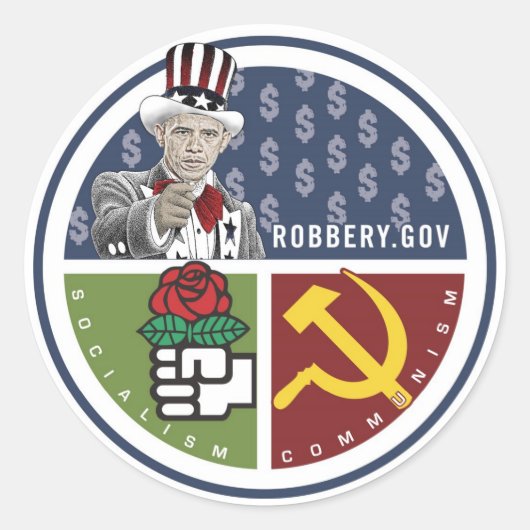 Anti-Obama - ROBBERY.GOV Ronde Sticker (Voorkant)
