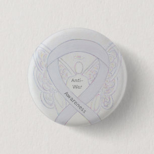 Anti-oorlogsbewustzijn Angel White Ribbon Pin Ronde Button 3,2 Cm