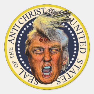 Anti President Trump Seal of the Anti Christ Ronde Sticker