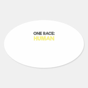 Anti Racisme Eén Ras Menselijk  Ovale Sticker