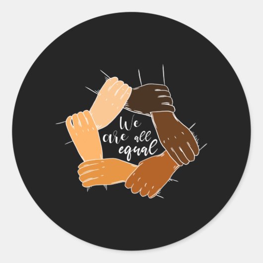 Anti racisme Hands Equality Ronde Sticker (Voorkant)