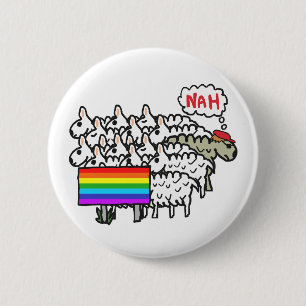 Anti-regenboogschapen Ronde Button 5,7 Cm