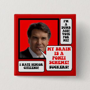 anti Rick Perry Vierkante Button 5,1 Cm