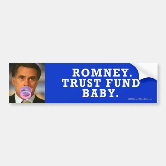 Anti-Romney sticker Trust Fund Baby (Voorkant)