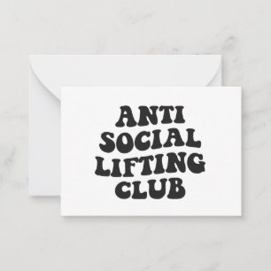 Anti Sociaal Liftclub Funny Gym Fitness Liefhebber Notitiekaartje
