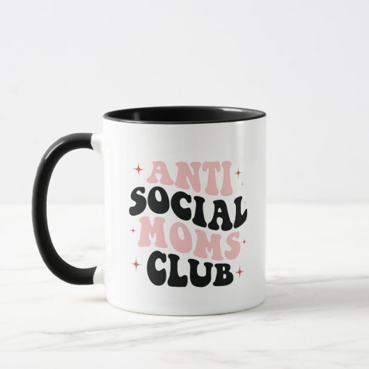 Anti Social Mom's Club Retro Pink Typography Mug (Gauche)