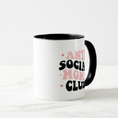 Anti Social Mom's Club Retro Pink Typography Mug (Devant droit)