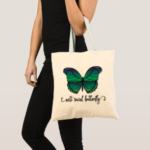 Anti-sociale groene vlinder tote bag