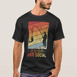 Anti-sociale Japanse mannen vissen tekst esthetisc T-shirt