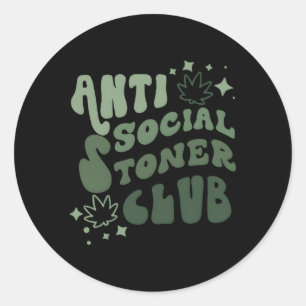 Anti-sociale stoner club wiet citaat roken ronde sticker
