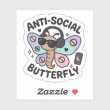 Anti-sociale vlindervlindersticker – introvert ont
