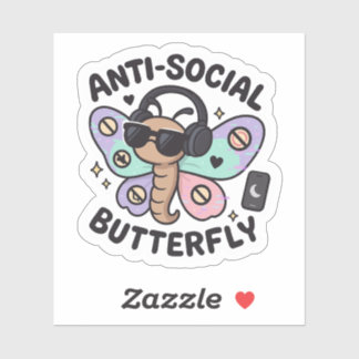 Anti-sociale vlindervlindersticker – introvert ont sticker