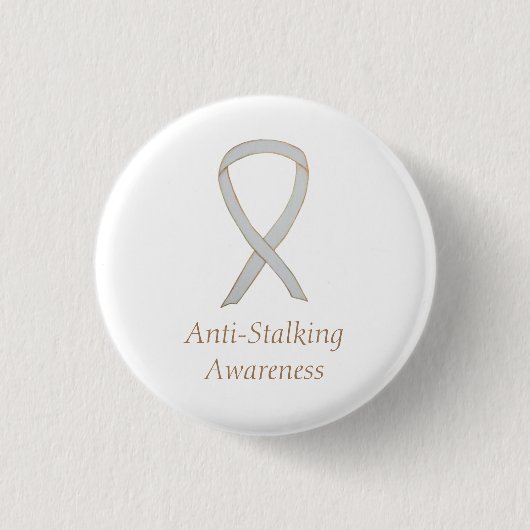 Anti-Stalking Awareness White Ribbon Custom Pin Ronde Button 3,2 Cm (Voorkant)