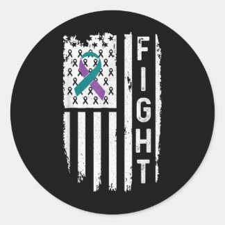 Anti Suicide Prevention Awareness Fight American F Ronde Sticker