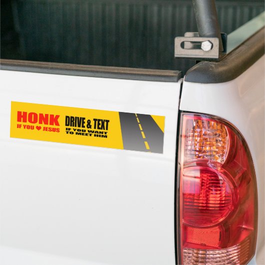 ANTI-TEXTING - HONK ALS U VAN JESUS HOUDT BUMPERSTICKER (Op Truck)