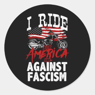 Anti Trump Biker Resist Against Fascism Protest  Ronde Sticker