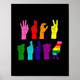 Anti-trump gebarentaal LGBTQ+ protest Poster