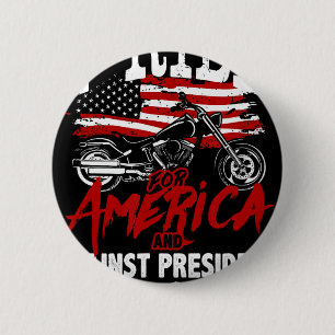 Anti Trump-motorrijder verzet zich tegen botuitste Ronde Button 5,7 Cm