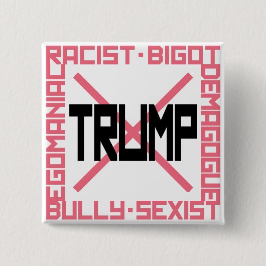 Anti-Trump roze Vierkante Button 5,1 Cm (Voorkant)
