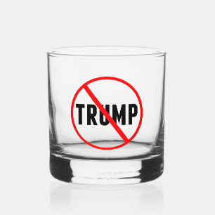 Anti-Trump Simple Red Circle X Politiek Whisky Glas
