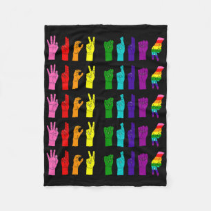 Anti Trump Subtiele Gebarentaal ASL LGBTQ Pride 20 Fleece Deken
