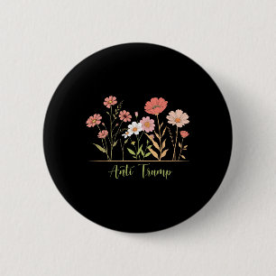 Anti-Trump verzet zich tegen Floral Botanical Libe Ronde Button 5,7 Cm