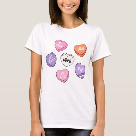 Anti-Valentijn hart Snoep T-shirt (Voorkant)
