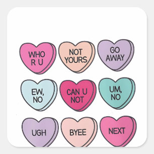 Anti Valentijnsdag Grappig Single Bewustzijn Vierkante Sticker