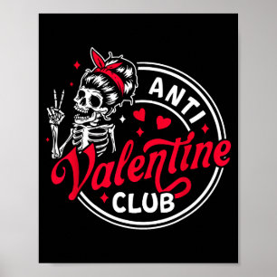 Anti valentijnsdag skelet hart grappige valentijn poster