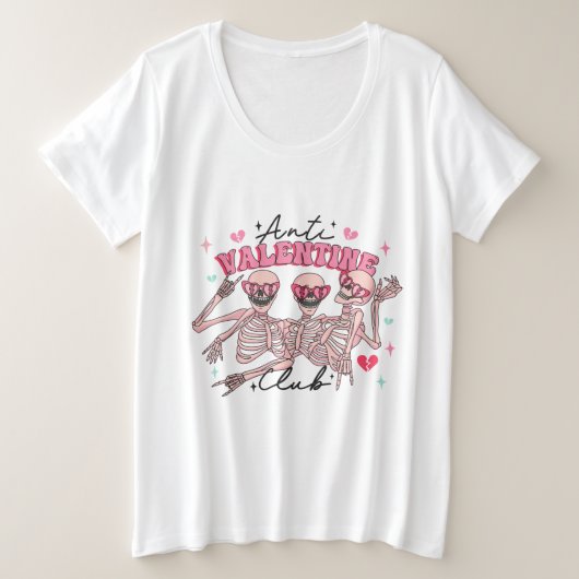 Anti-Valentijnsdag Skelet Womens Grote Maat T-shirt (Design voorkant)
