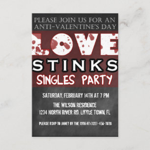 Anti-Valentijnse Love Stinks Singles Party Kaart