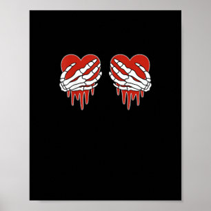 Anti Valentine Skeleton Hands Heart Gothic Poster