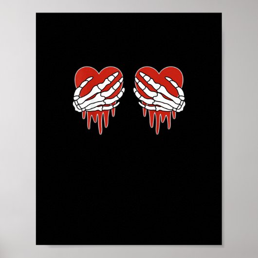 Anti Valentine Skeleton Hands Heart Gothic Poster (Voorkant)